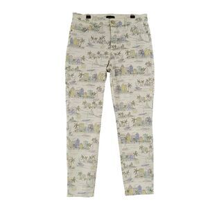 TALBOTS White Novelty Tropical Beach Print Jegging Crop Pants Jeans SIZE 4